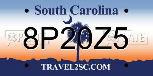 8P20Z5 South Carolina License Plate
