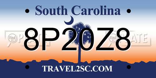 8P20Z8 South Carolina License Plate