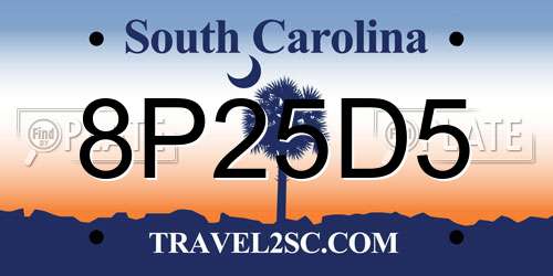 8P25D5 South Carolina License Plate