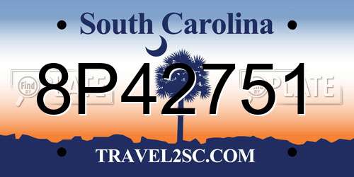 8P42751 South Carolina License Plate