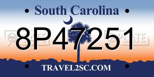 8P47251 South Carolina License Plate