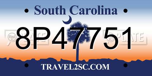 8P47751 South Carolina License Plate
