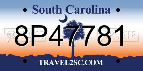 8P47781 South Carolina License Plate