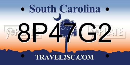 8P47G2 South Carolina License Plate
