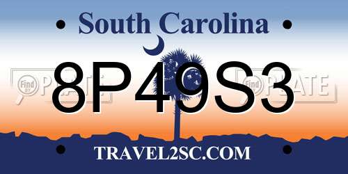 8P49S3 South Carolina License Plate