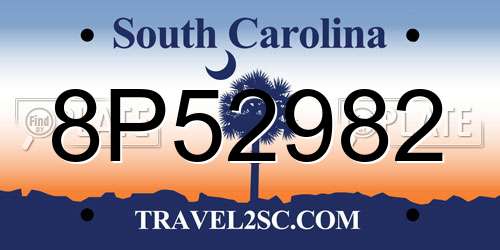8P52982 South Carolina License Plate