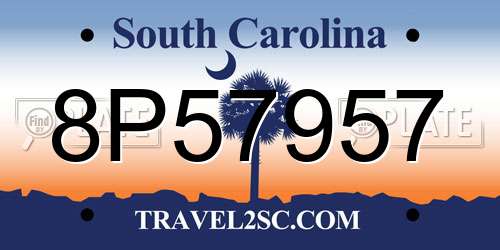 8P57957 South Carolina License Plate