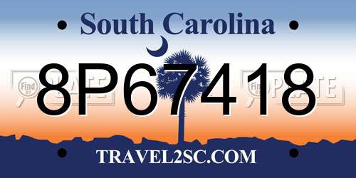 8P67418 South Carolina License Plate