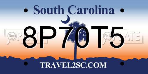 8P70T5 South Carolina License Plate