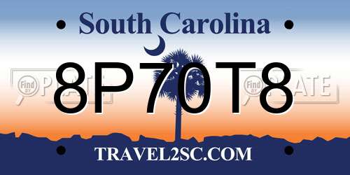 8P70T8 South Carolina License Plate