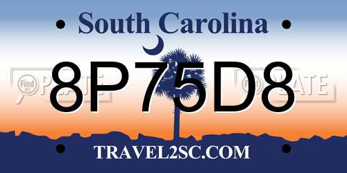 8P75D8 South Carolina License Plate