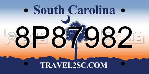 8P87982 South Carolina License Plate