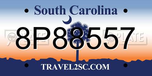 8P88557 South Carolina License Plate