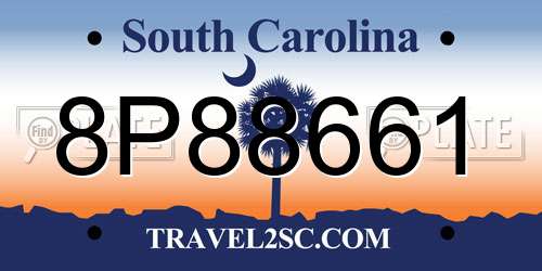 8P88661 South Carolina License Plate