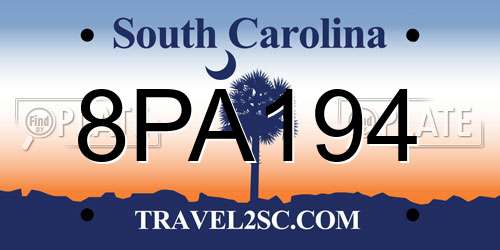 8PA194 South Carolina License Plate