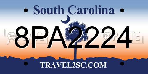 8PA2224 South Carolina License Plate