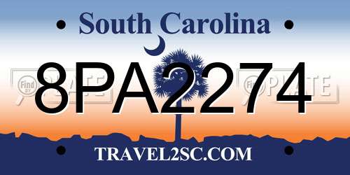 8PA2274 South Carolina License Plate