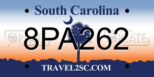 8PA262 South Carolina License Plate