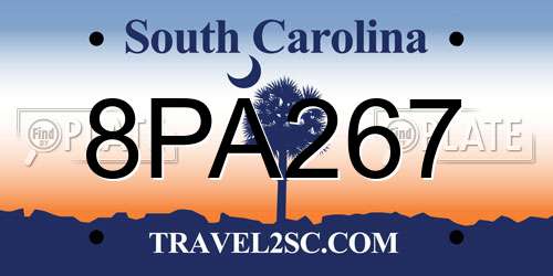 8PA267 South Carolina License Plate