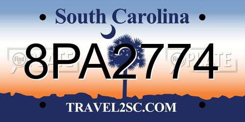 8PA2774 South Carolina License Plate