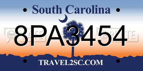 8PA3454 South Carolina License Plate