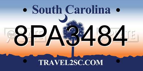 8PA3484 South Carolina License Plate