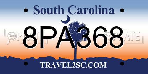 8PA368 South Carolina License Plate