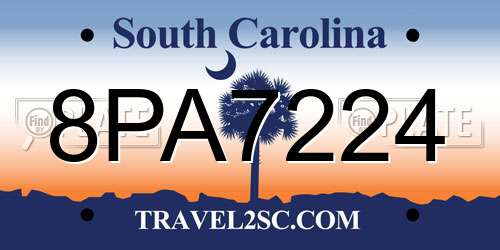 8PA7224 South Carolina License Plate