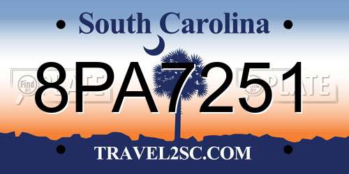 8PA7251 South Carolina License Plate
