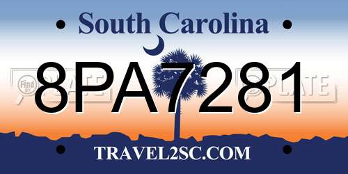 8PA7281 South Carolina License Plate