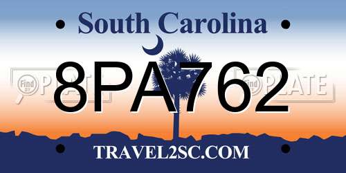 8PA762 South Carolina License Plate
