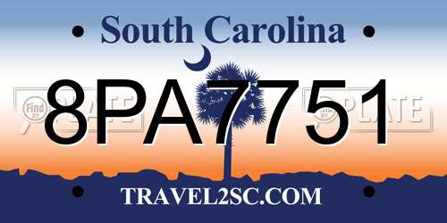 8PA7751 South Carolina License Plate
