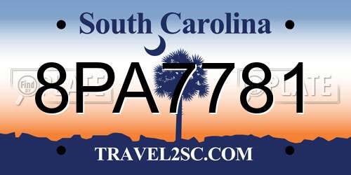 8PA7781 South Carolina License Plate