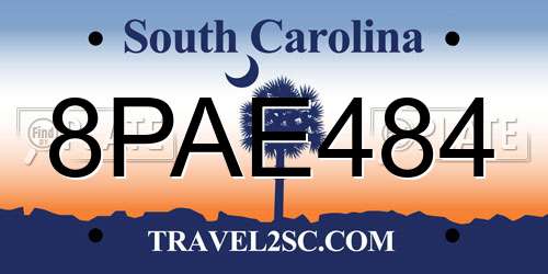 8PAE484 South Carolina License Plate