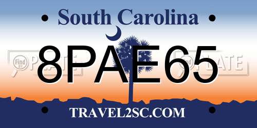 8PAE65 South Carolina License Plate