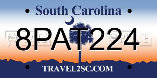 8PAT224 South Carolina License Plate