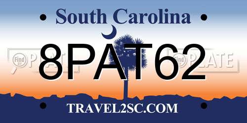 8PAT62 South Carolina License Plate