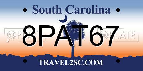 8PAT67 South Carolina License Plate