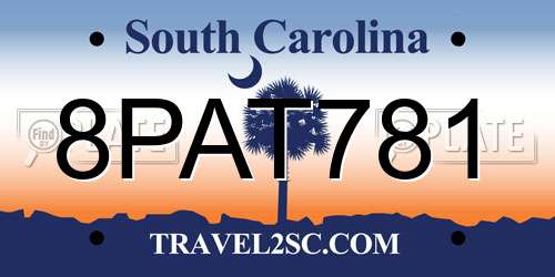 8PAT781 South Carolina License Plate