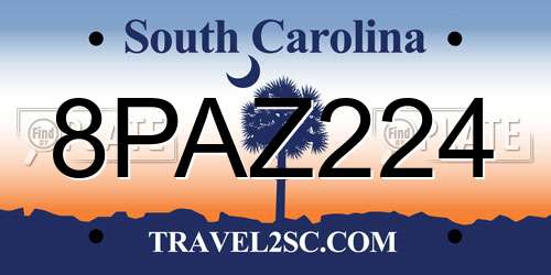8PAZ224 South Carolina License Plate