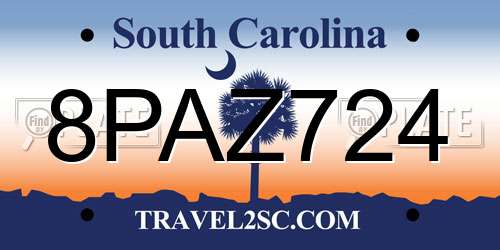 8PAZ724 South Carolina License Plate