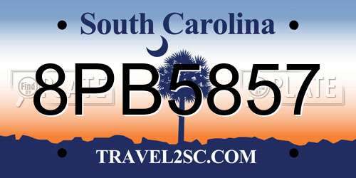 8PB5857 South Carolina License Plate