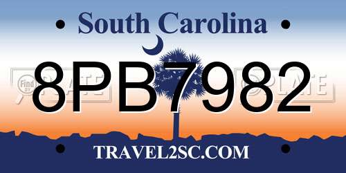 8PB7982 South Carolina License Plate