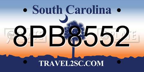 8PB8552 South Carolina License Plate