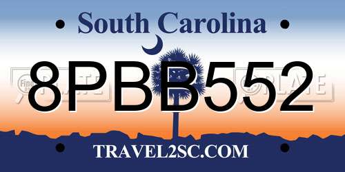 8PBB552 South Carolina License Plate