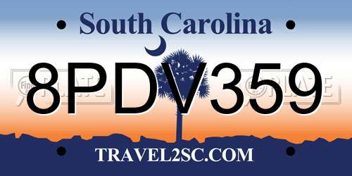 8PDV359 South Carolina License Plate