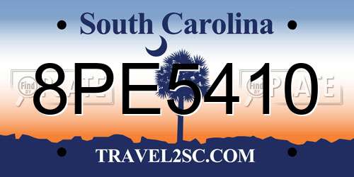 8PE5410 South Carolina License Plate