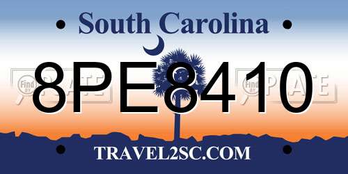 8PE8410 South Carolina License Plate