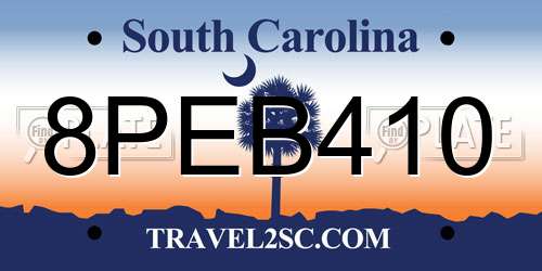 8PEB410 South Carolina License Plate