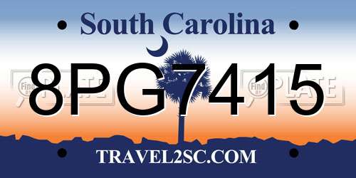 8PG7415 South Carolina License Plate